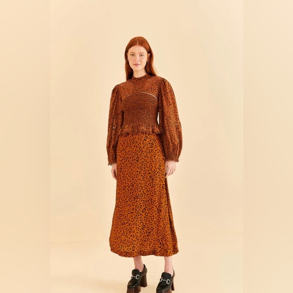 Farm Rio Leopard Smocked Blouse - Picture 3 of 6